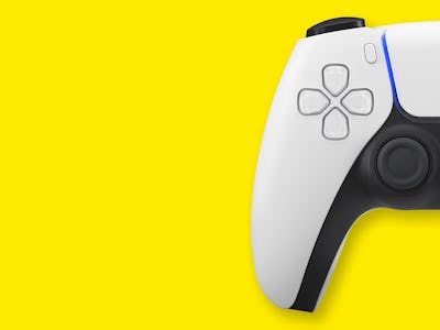 White next gen controller on yellow  background