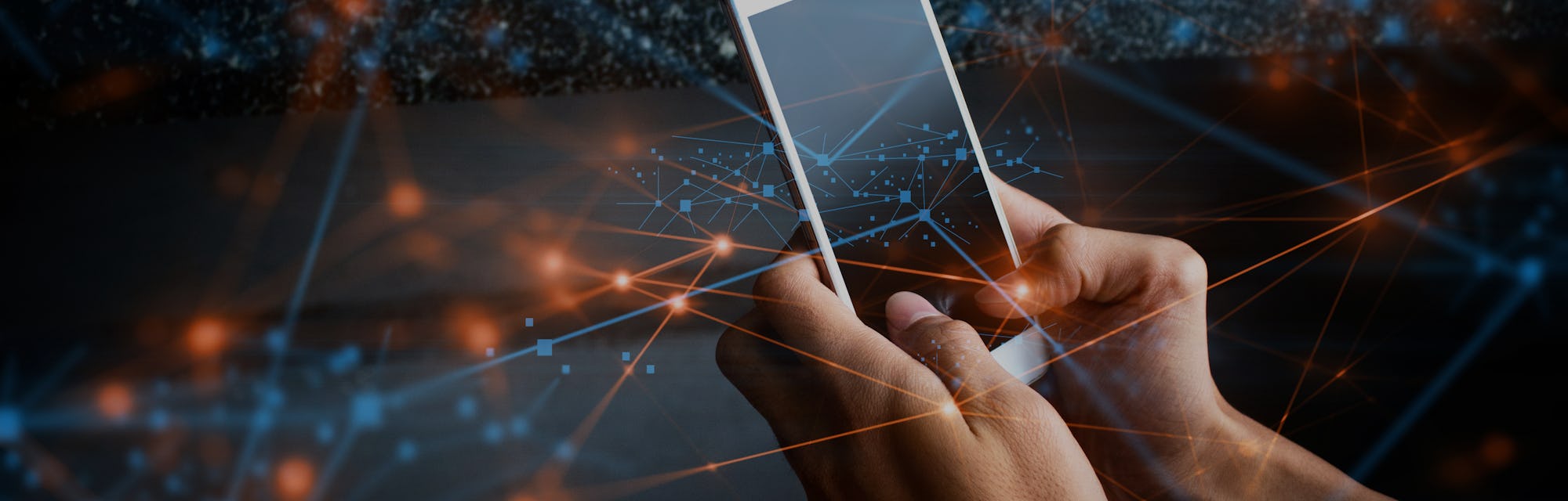 businessman use smartphone online to social network, touchscreen device connecting to global cyber n...