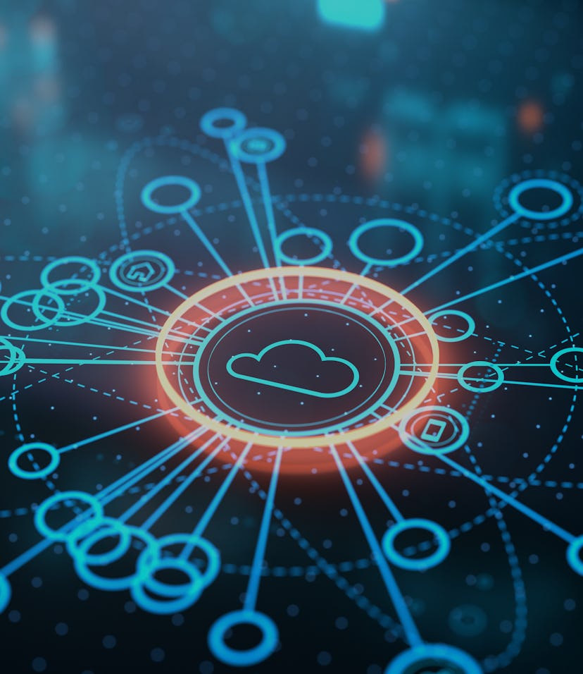 Internet infrastructure concept. Abstract technology background. 3D rendering.