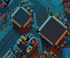 Electronic circuit board close up.