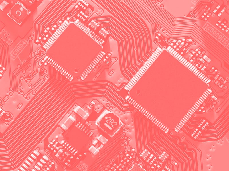 Electronic circuit board close up.