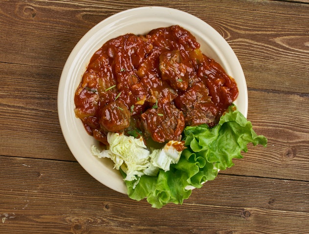 Traditional West African Beef Stew, in countries like Cameroon, Nigeria and Ghana –