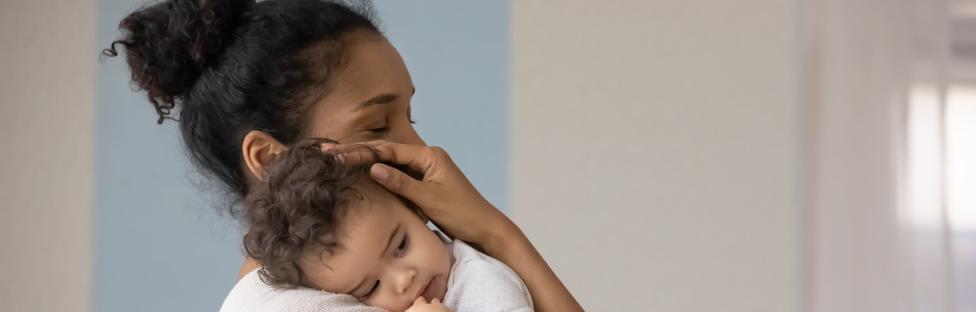 Mom caring for baby