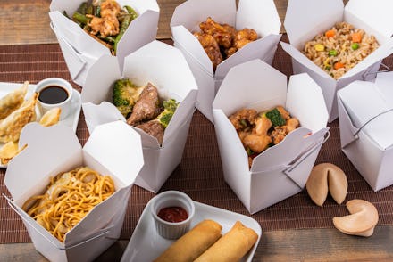delivery image, american chinese food in boxes