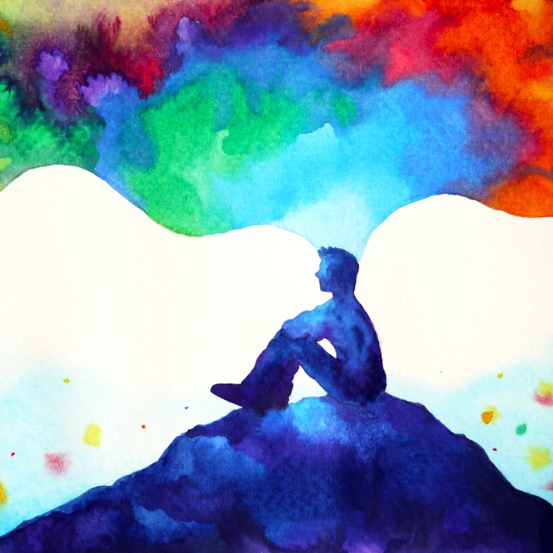 human and spirit powerful energy connect to the universe power abstract art watercolor painting illu...