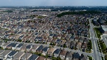 Aerial View Of Subdivision Homes In Vaughan Ontario