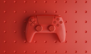 Single Red Joystick Background 3D Rendering