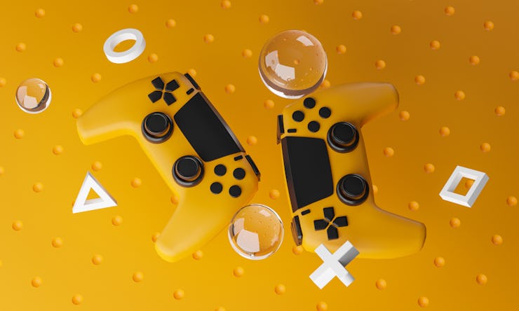 Digital Art of Black Yellow Gamepad Background 3D Rendering