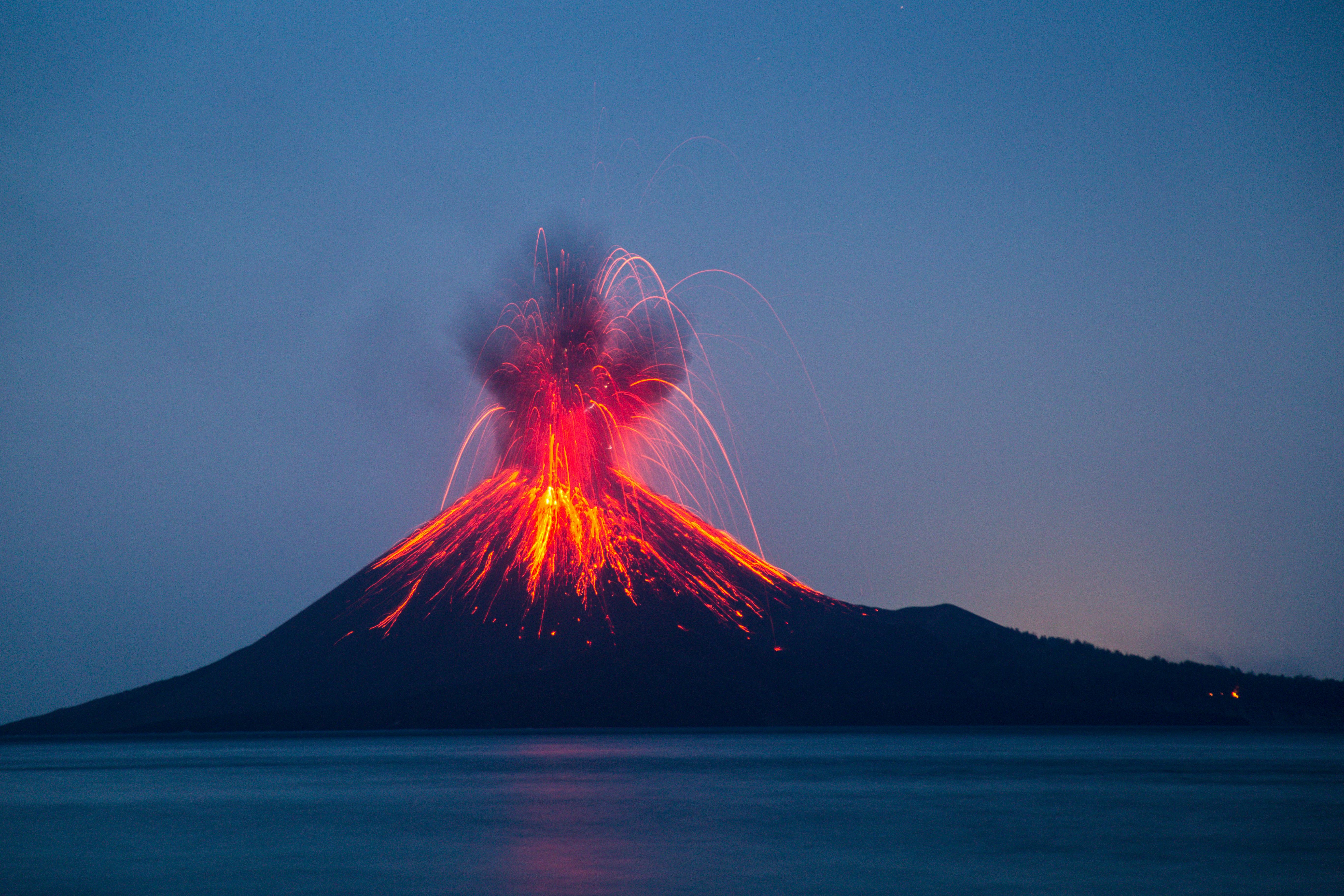 Eruption of Anak Krakatau Volcanoes Indonesia