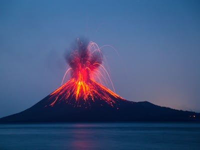 Eruption of Anak Krakatau Volcanoes Indonesia