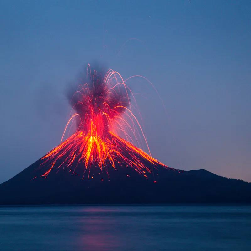 Eruption of Anak Krakatau Volcanoes Indonesia