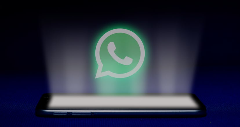 Magelang, Central Java, Indonesia, April 29, 2019.Hologram of whatsapp logo. hologram whatsapp logo ...