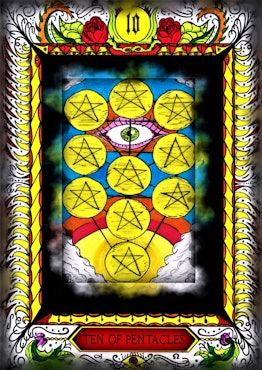 Customized  Tarot Card. Ten of pentacles. Hand drawn. All of the cards available!