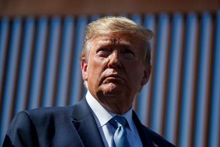 President Donald Trump tours a section of the southern border wall, in Otay Mesa, Calif