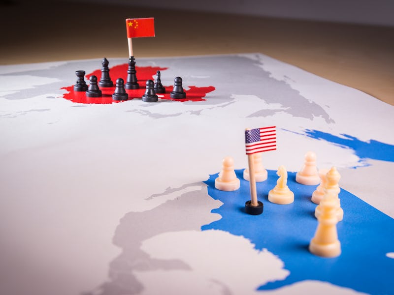 USA and China trade war concept. Tade war caused by the 2018 US tariffs on steel and aluminium