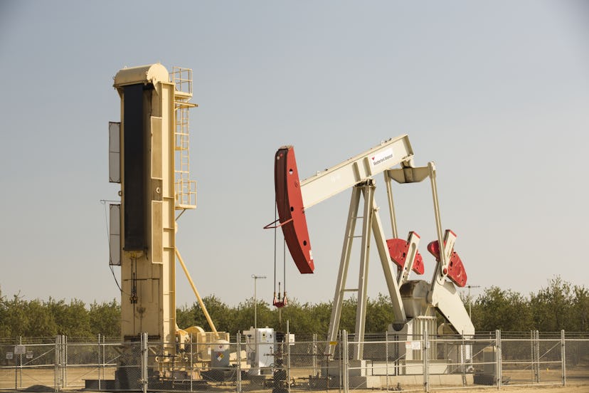 An oil well in Wasco, Central Valley, California, USA.