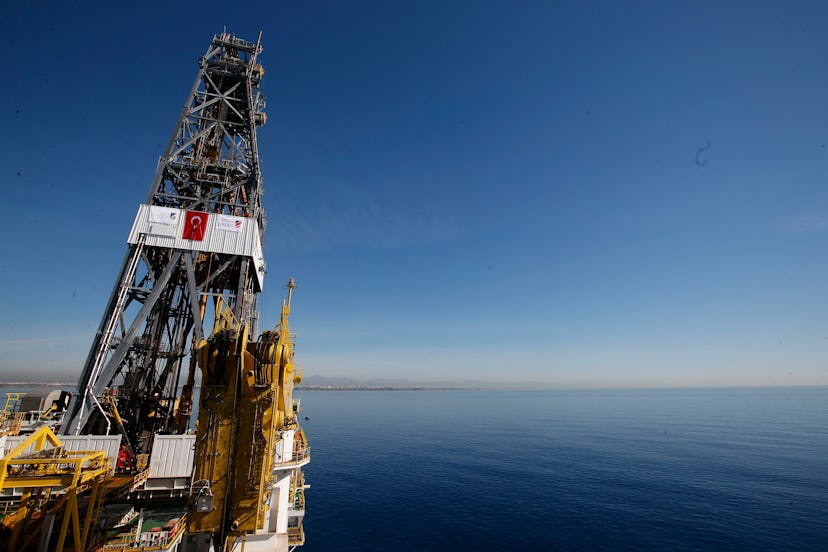 Akiko, Recep Tayyip Erdogan. On, Turkey's new drillship 'Conquerer' is seen off the coast of Antalya...