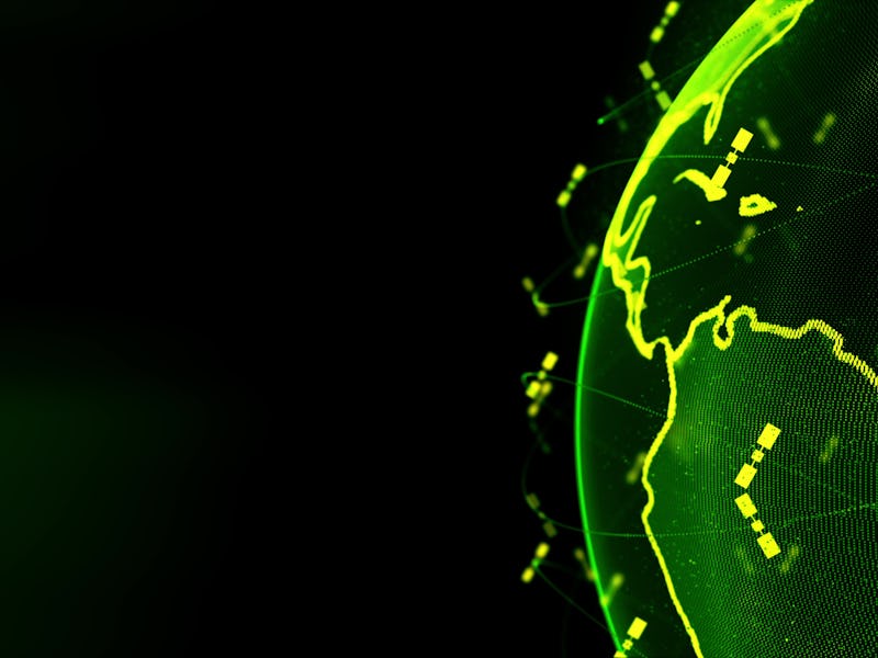 Global network network connection the world abstract 3D rendering satellites starlink. satellites cr...