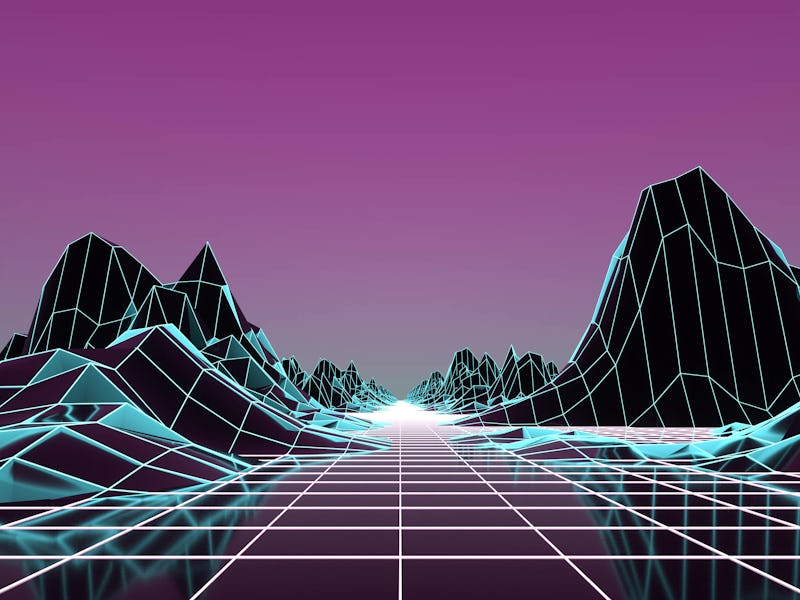 Retro Futurism Background 1980s style. 3d illustration.