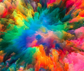 Color Explosion series. Composition of  fractal paint and rich texture for projects on imagination, ...