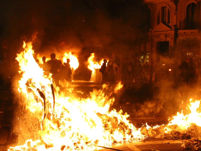A night of independence protests in Barcelona, Catalonia