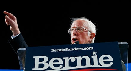 Democratic presidential candidate Senator Bernie Sanders speaks at a rally inside the University of ...