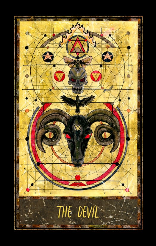Devil. Major Arcana tarot card. The Magic Gate deck. Fantasy graphic illustration with occult magic ...