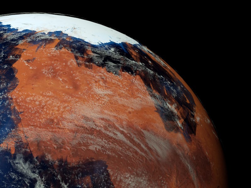 Extremely detailed and realistic high resolution 3D illustration of a terraformed Mars like Planet