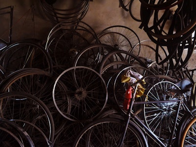 Old bicycle pile.