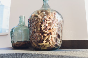 Wine corks in glass jar