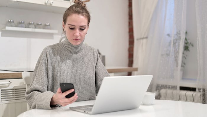 woman on the phone planning for maternity leave