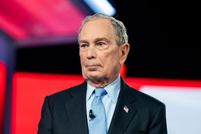 Democratic presidential candidate, former New York City Mayor Michael Bloomberg, stands on stage dur...