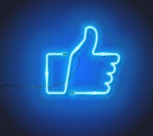 Realistic Retro neon sign Like on dark background. Can be used for web design, icon, banner. Vector ...