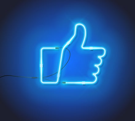 Realistic Retro neon sign Like on dark background. Can be used for web design, icon, banner. Vector ...