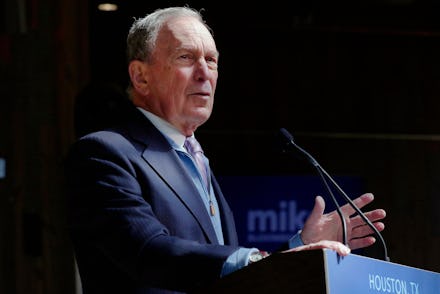 Democratic presidential candidate former New York City Mayor Mike Bloomberg speaks during a campaign...