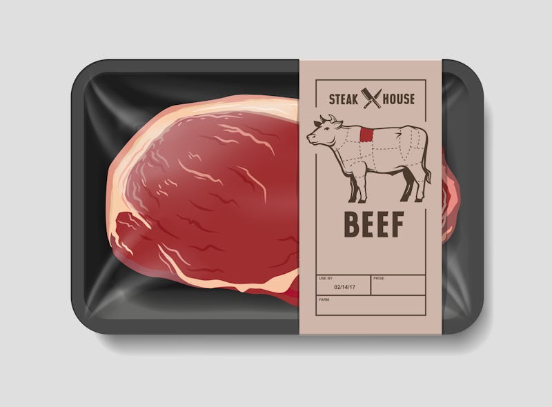 Meat packaging steak vector illustration of beef