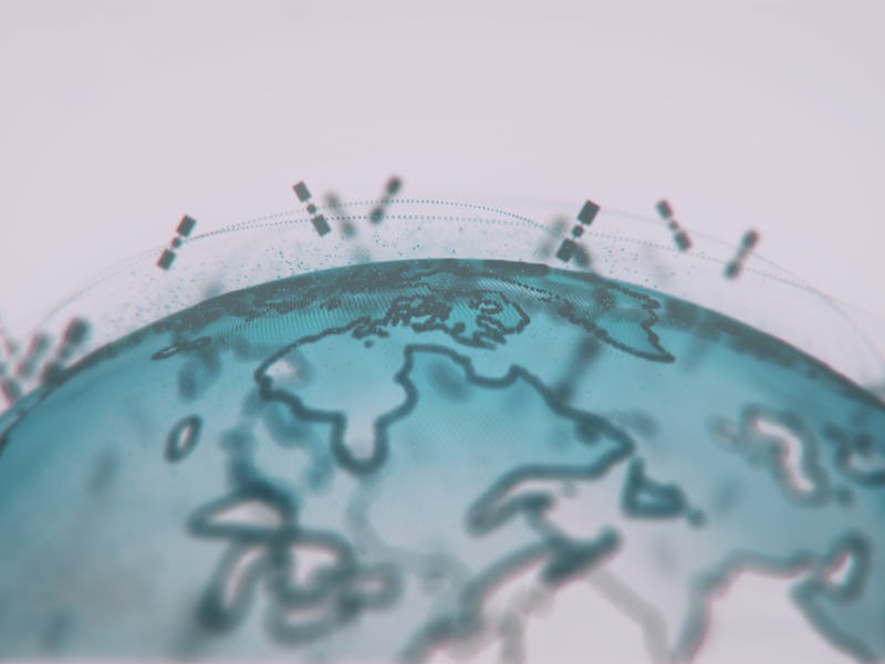 Global network network connection the world abstract 3D rendering satellites starlink. satellites cr...