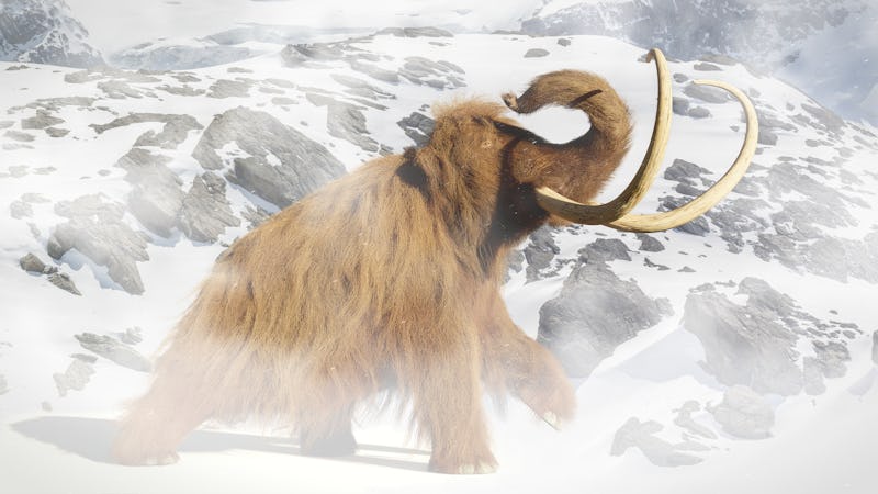 woolly mammoth, prehistoric mammal in ice age landscape (3d illustration)