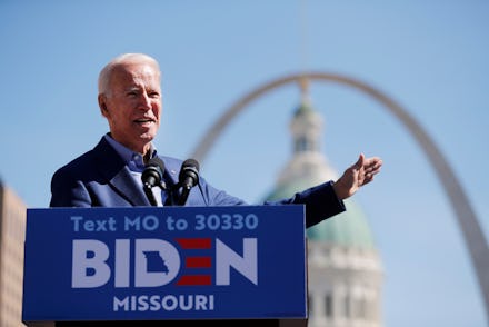 Democratic presidential candidate former Vice President Joe Biden speaks during a campaign rally, in...