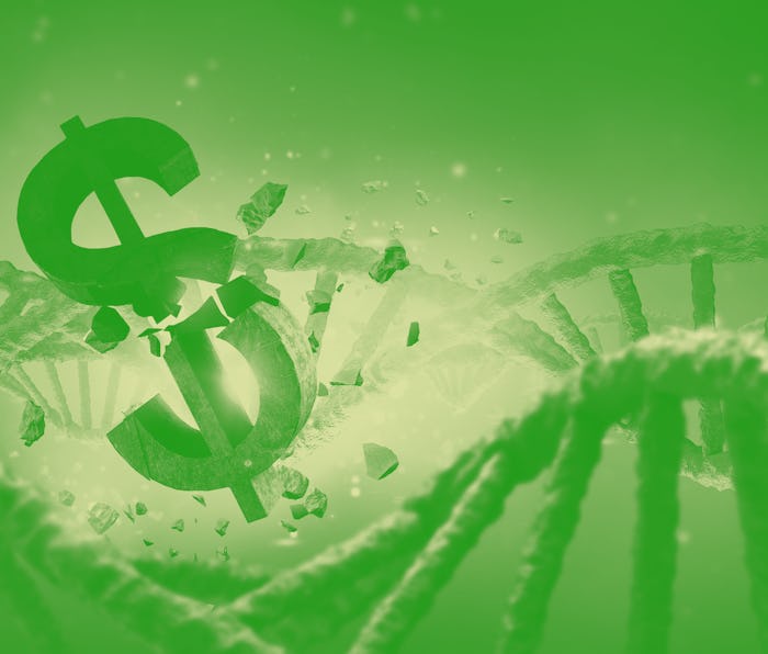 DNA molecule and dollar sign