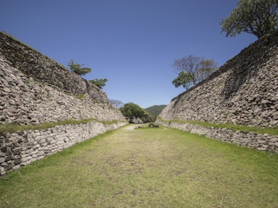 Ball game in the archaeological zone of Xochicalco