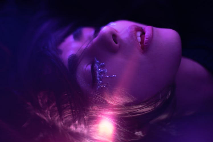 beautiful girl in neon lights