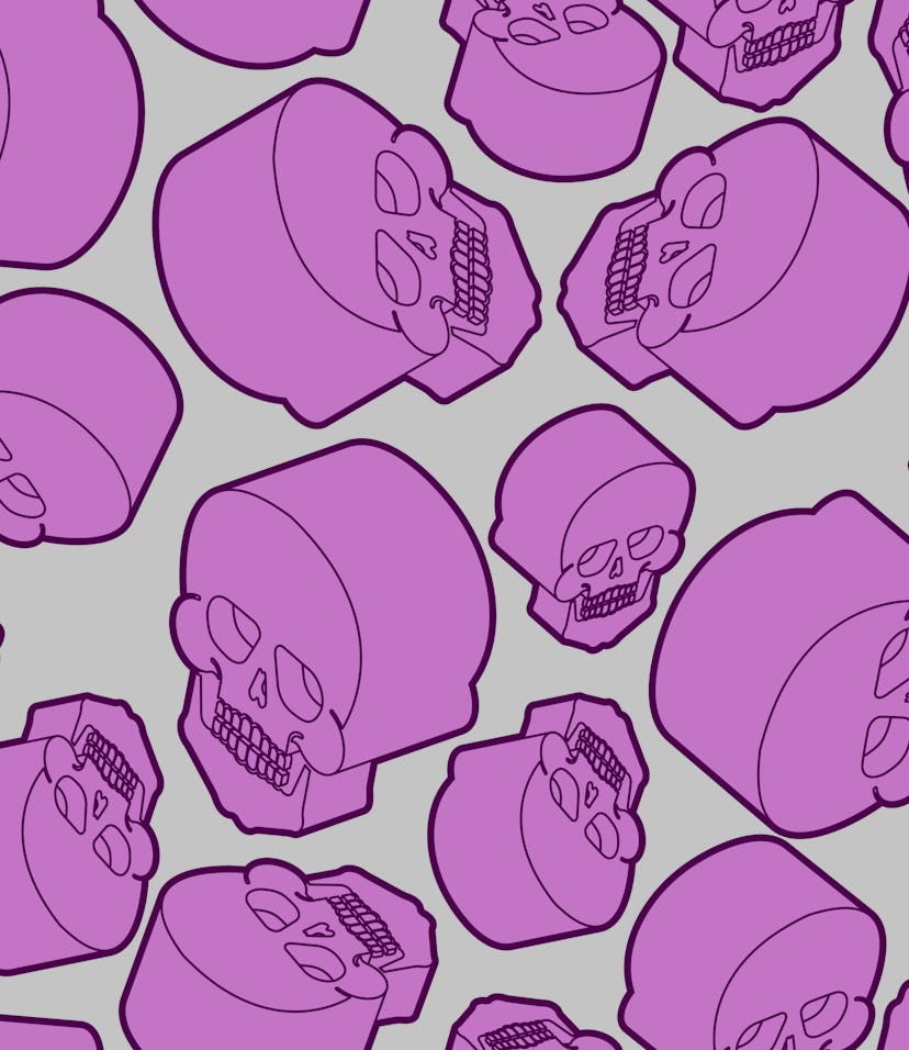 Skull pattern seamless. Skeleton background. undead texture Vector