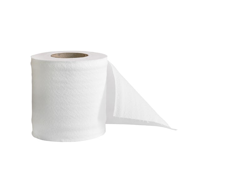 Roll of toilet paper or tissue isolated on white