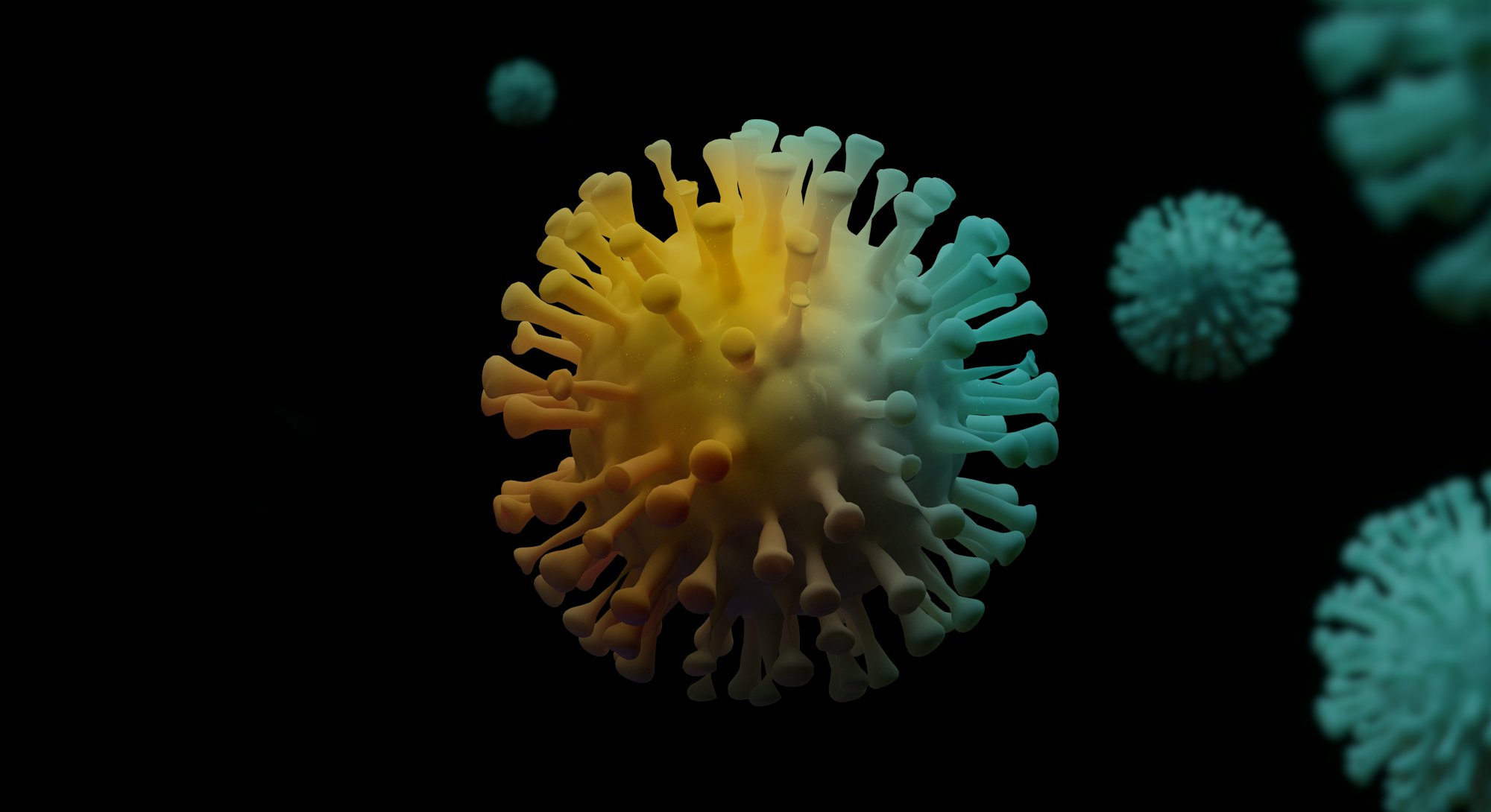 Coronavirus 3d rendering. Illustration showing structure of epidemic virus