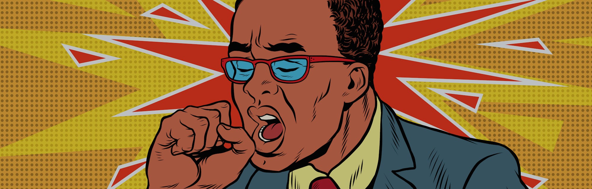 Sick man coughing. Pop art retro vector illustration. medicine and health care. The symptoms of the ...