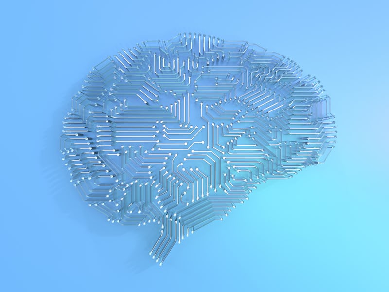 3d rendering artificial intelligence brain or circuit board in brain shape