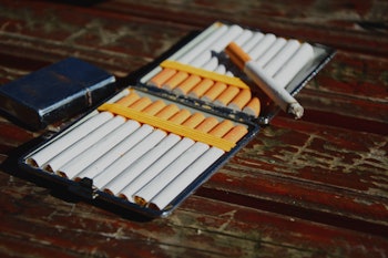 Close-up of Tobacco Cigarettes,a cigarette box