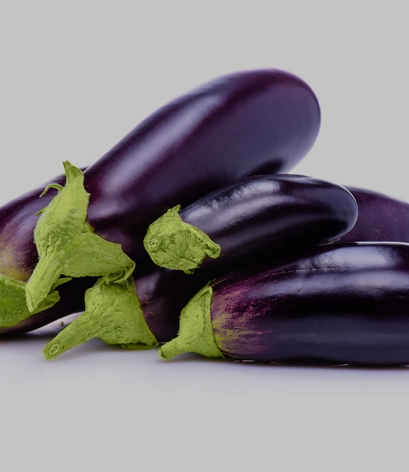 Eggplant from the garden.Eggplant on white background. Healthy food.  Fresh eggplant isolated on whi...