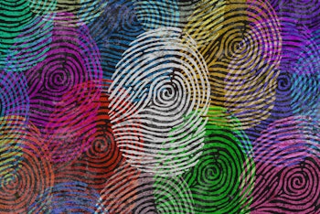 Diversity identity and privacy concept and personal private data symbol as diverse finger prints or ...